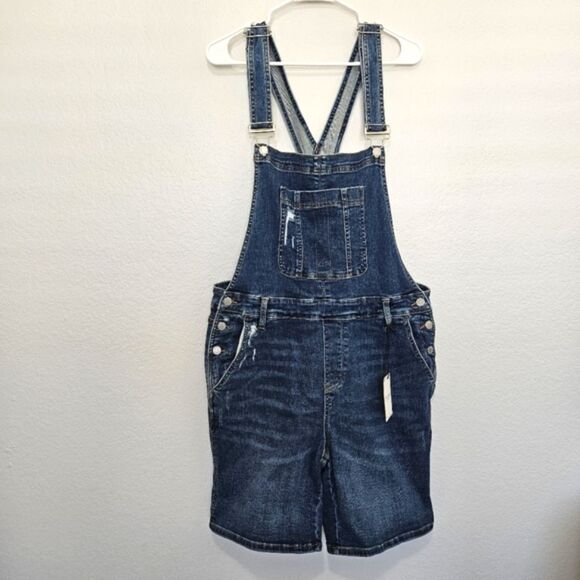 NWT Judy Blue | Dark Wash Denim Overall Shorts Shortalls, Womens 2XL - Picture 7 of 8